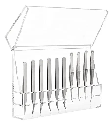Dust-proof Tweezers Holder – Lash Extension Supplies Stand, 10 Hole, Clear