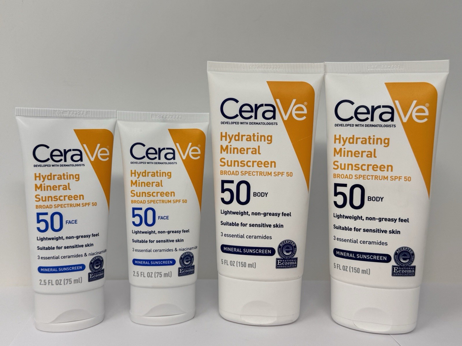 4 ~ CeraVe Hydrating Mineral Face & Body SPF 50 Sunscreen Combo ~ 08/2026+