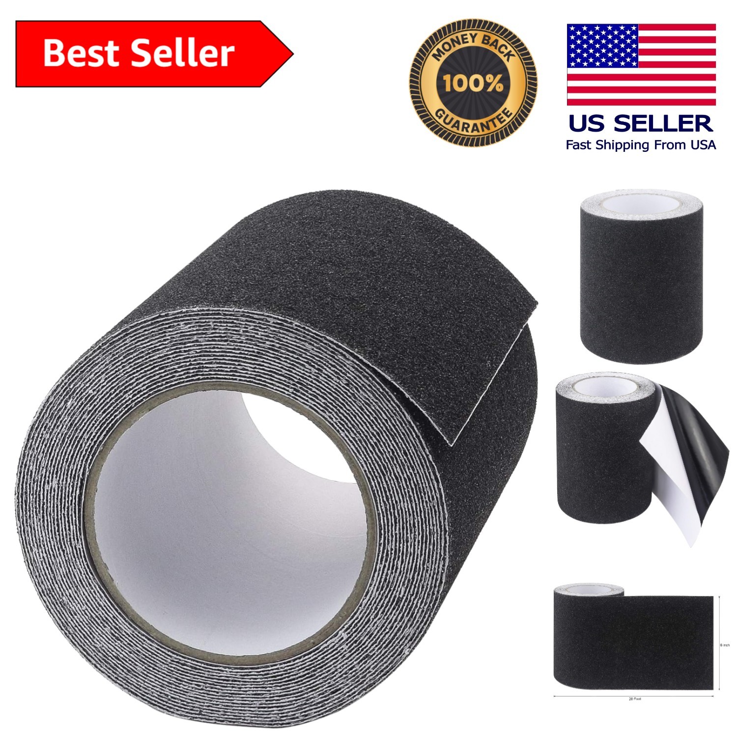6» x 20′ Anti-Slip Traction Tape – Strong Adhesive for Indoor & Outdoor Use