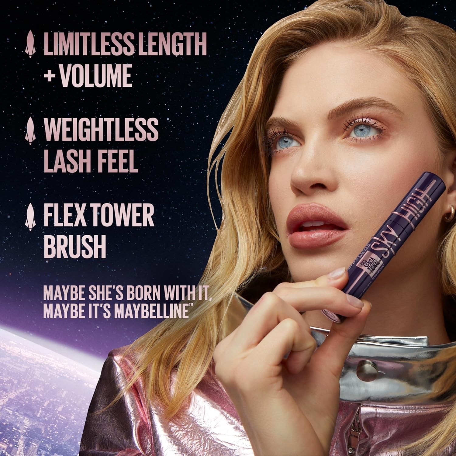 Maybelline Lash Sensational Sky High Washable Mascara Makeup, Volumizing, Length