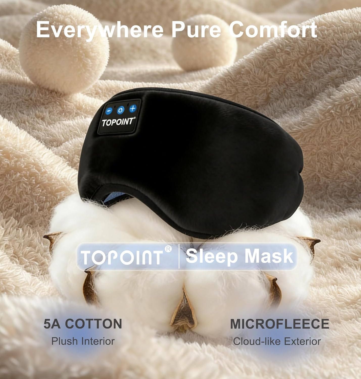TOPOINT Sleep Mask with Headphones Bluetooth 5.4 Wireless, Sleep Headphones Earp