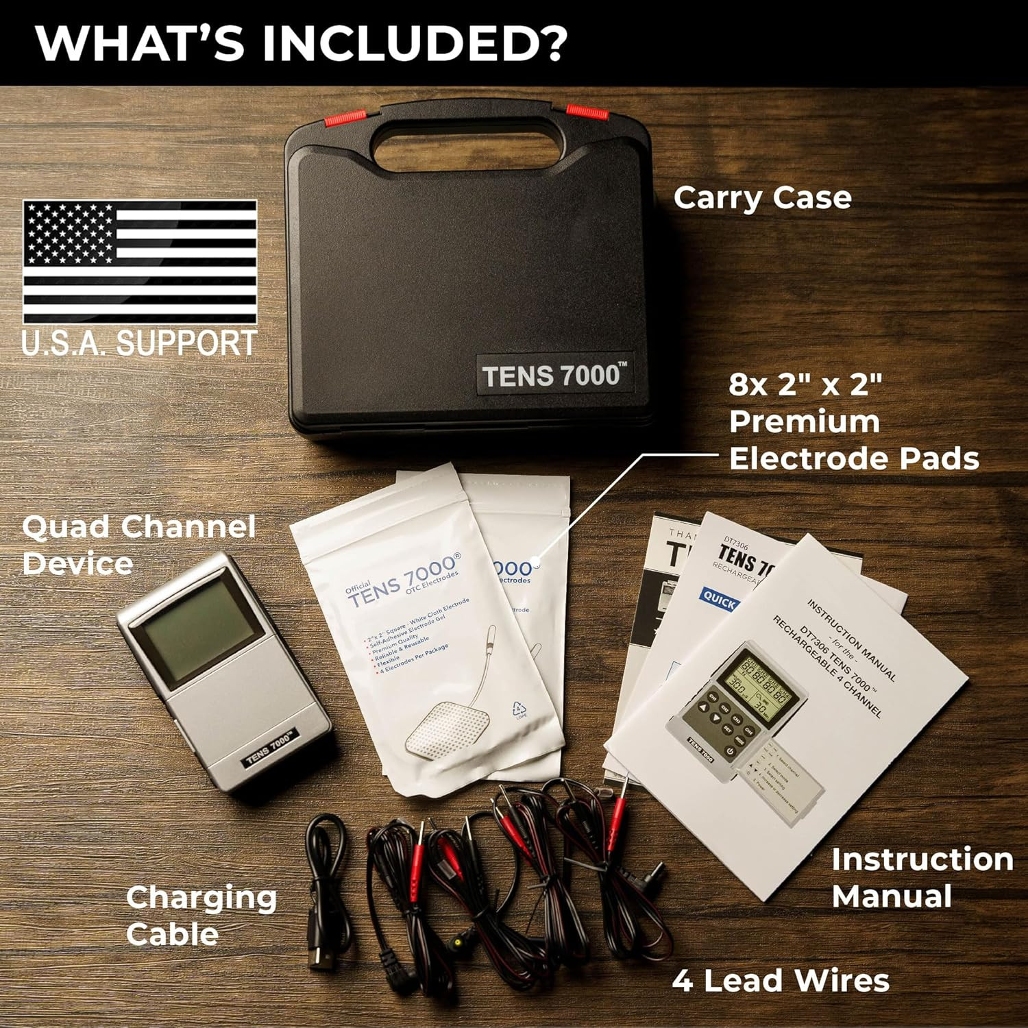 Pro Rechargeable Tens Unit Muscle Stimulator, 4 Channels, Back Pain