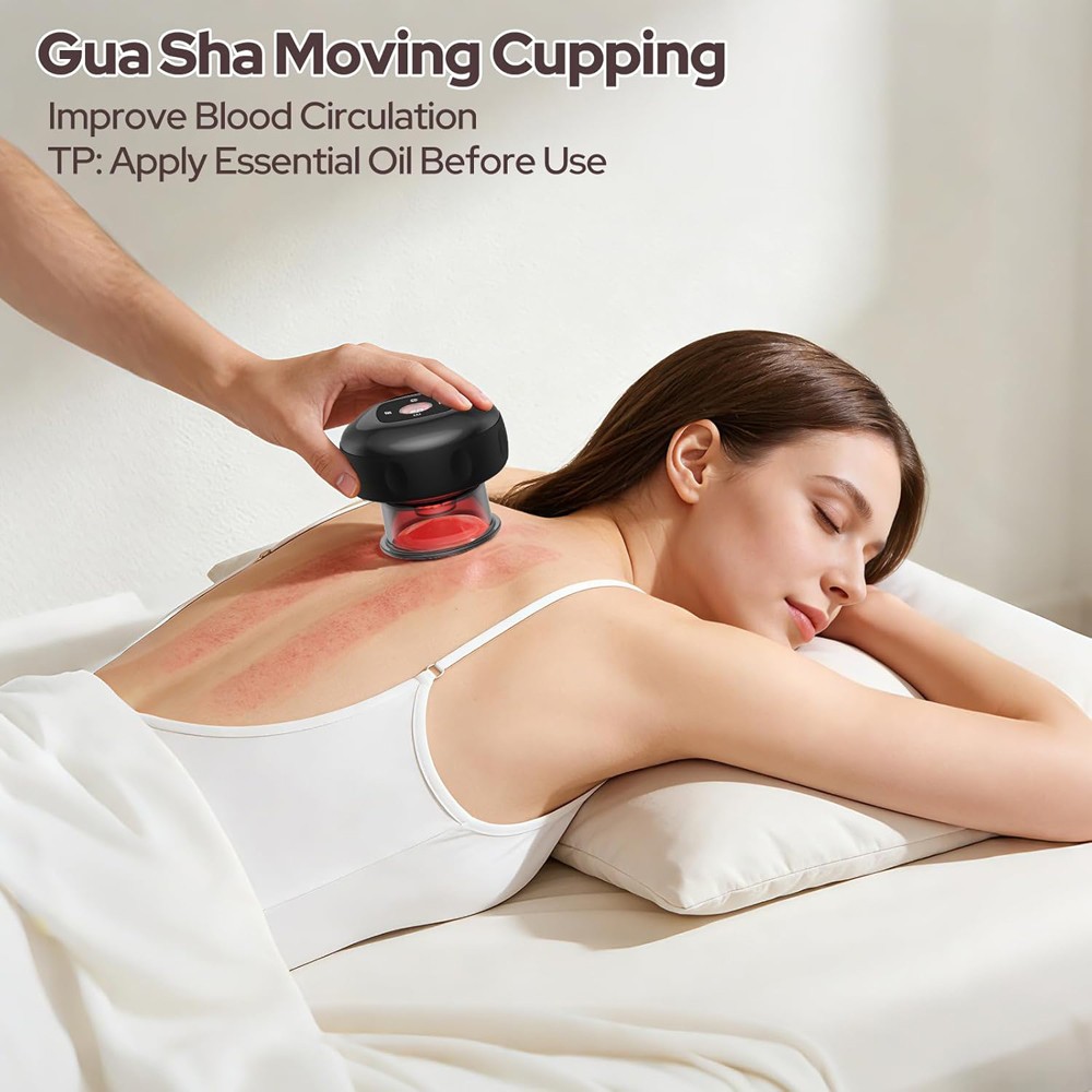 2PC Electric Heating Cupping Therapy Set Gua Sha Anti Cellulite Therapy Massager