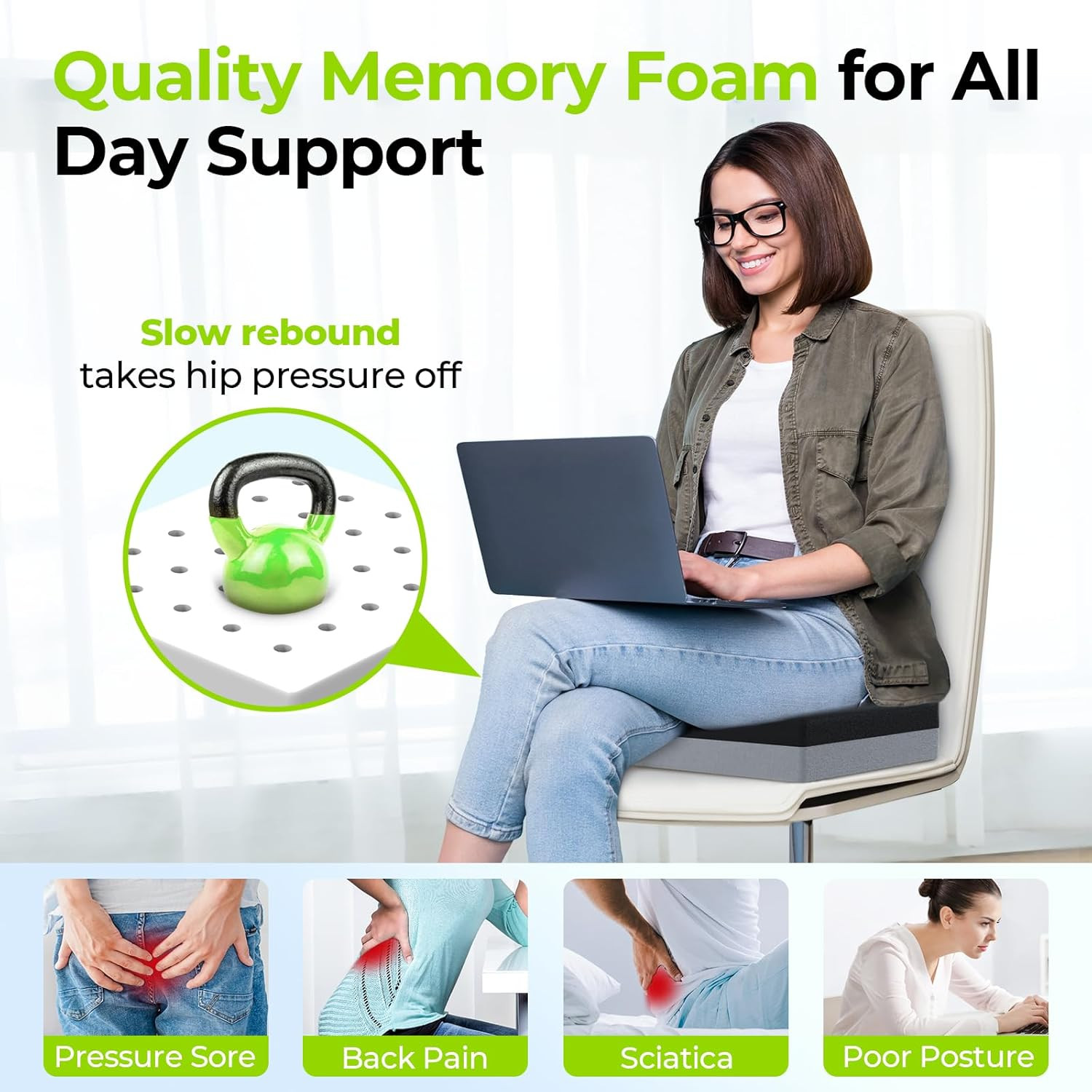 AUVON Ventilation Seat Cushion with Innovation Heat Dissipation Design, Anti-Bed