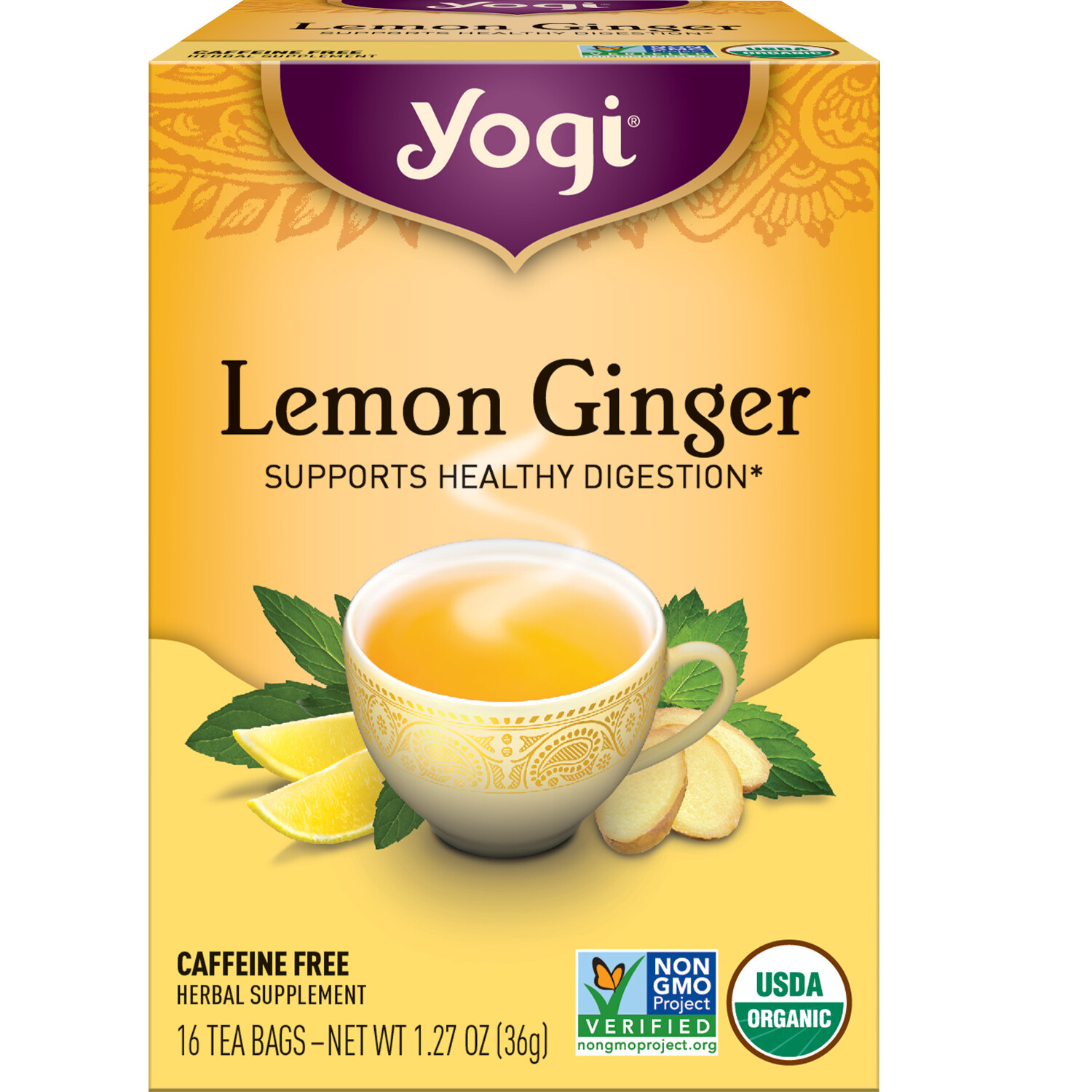 Yogi Tea – Lemon Ginger – Supports Healthy Digestion – 6 Pack, 96 Tea Bags