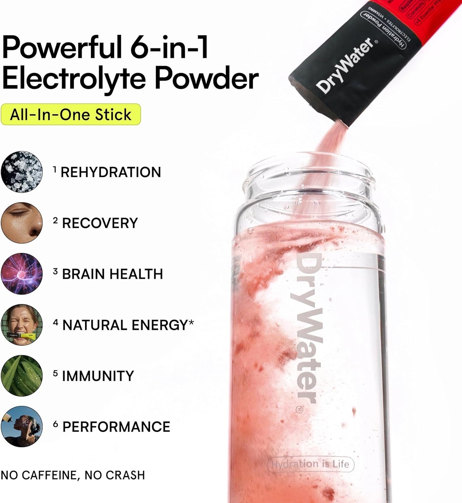 Electrolyte Hydration Powder Packets Raspberry Lemon Stevia-Free 12 Stick Packs