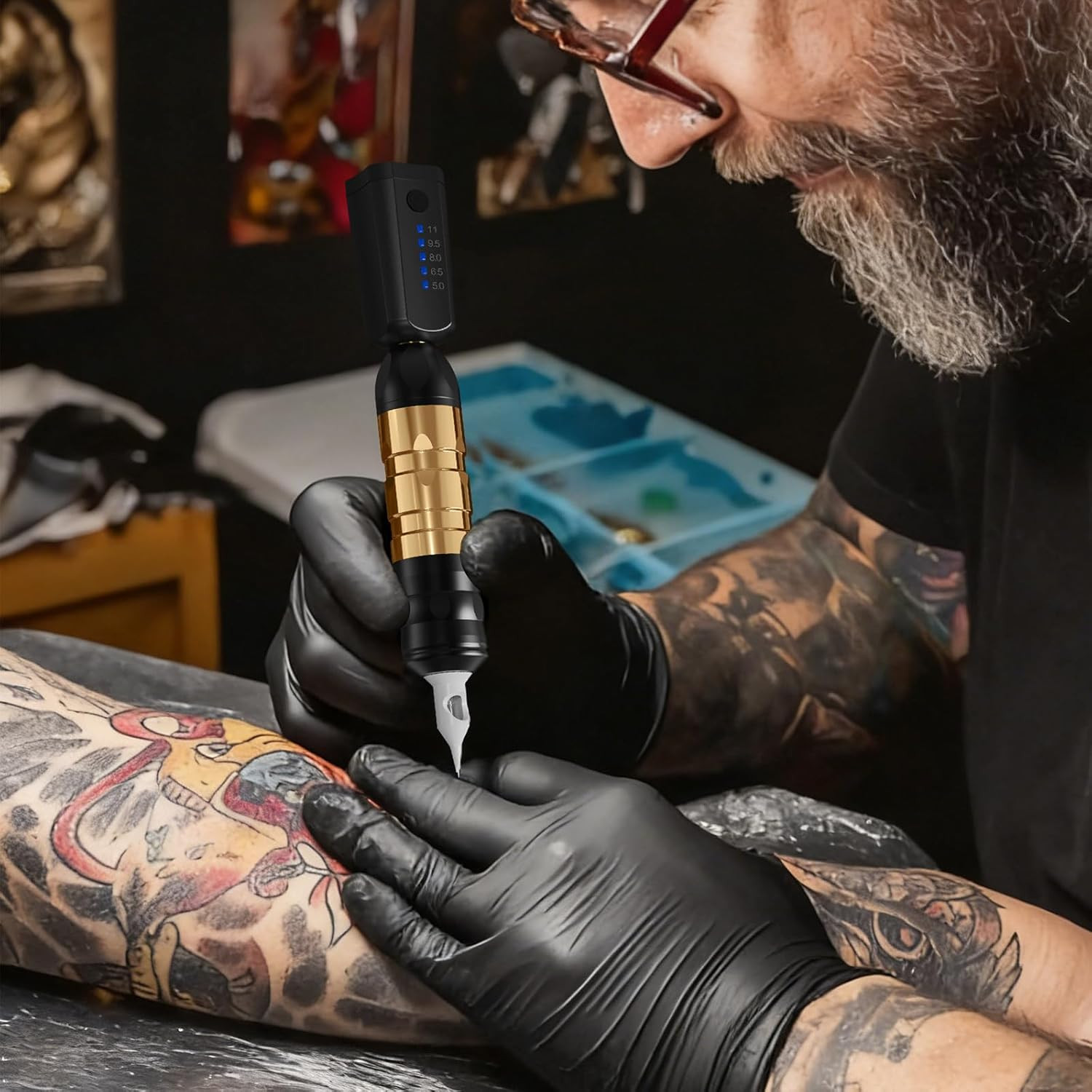 Professional Cordless Tattoo Gun Kit with Rechargeable Battery and Inks