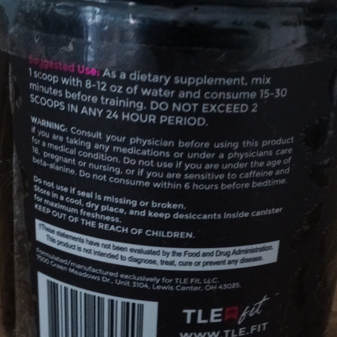 TLE fit DASH Pre-Workout Powder for Women, Bodybuilding, Grape Cherry 30 Serv
