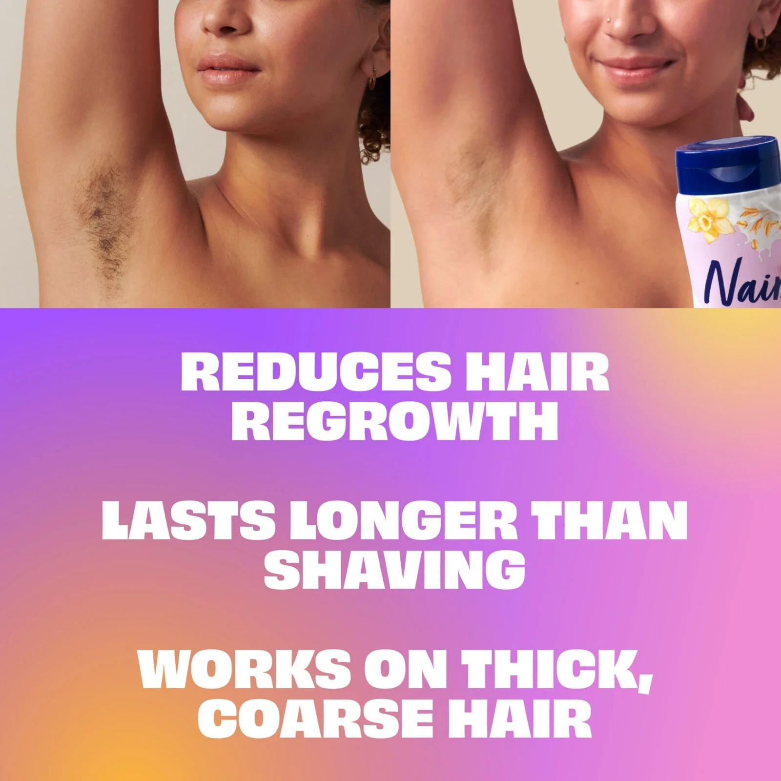 Nair Body Cream Hair Remover, Oat Milk & Vanilla, Body Women, 7.9 oz