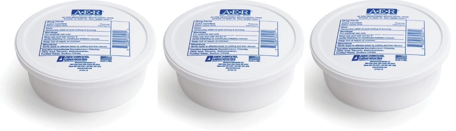 AER Witch Hazel Pads 40 Counts (3 Pack)