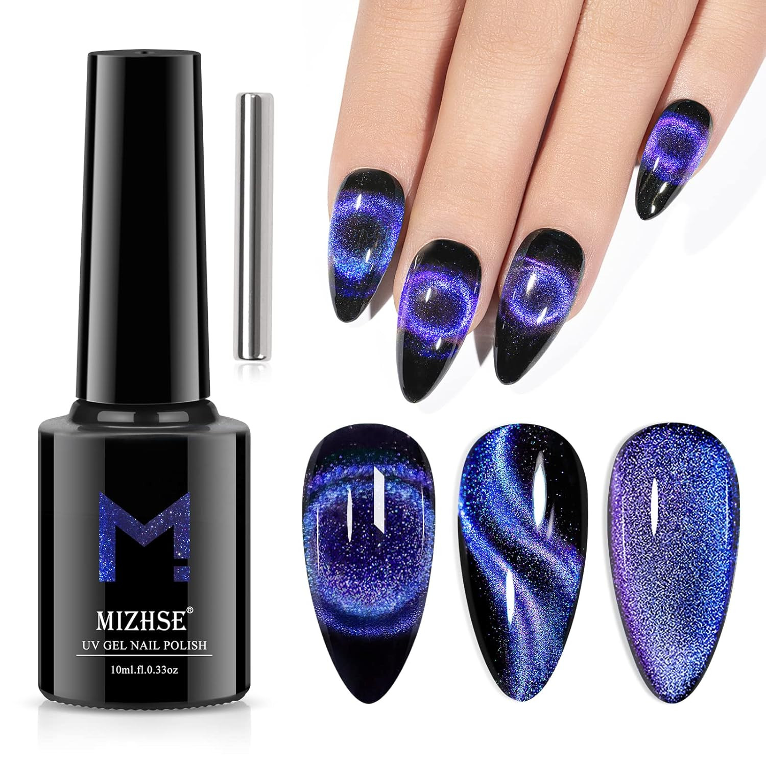 9D Cat Eye Gel Nail Polish 10Ml, Holographic Galaxy Cateye Magnetic Nail Polish