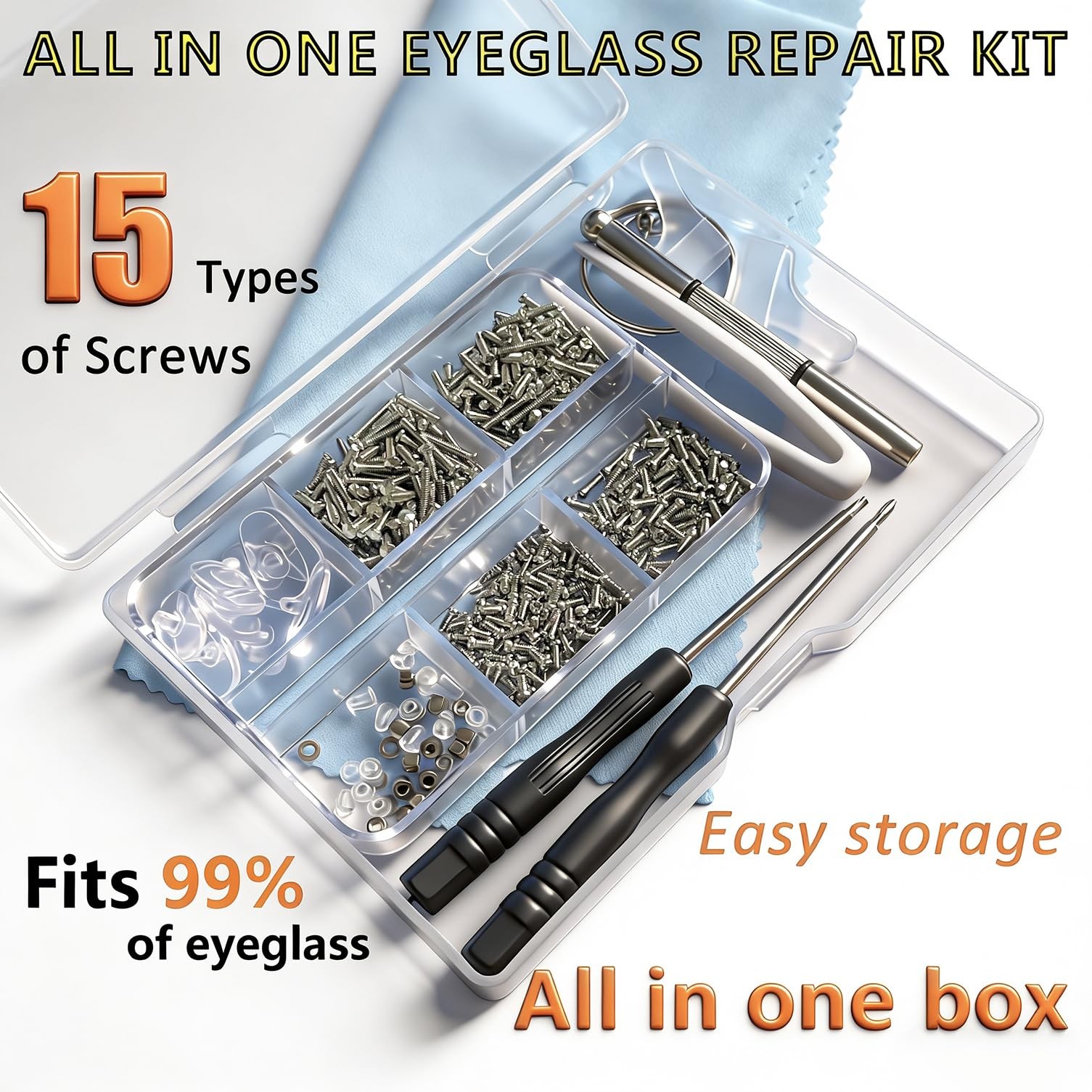 PTSLKHN Eyeglass Repair Kit with Screws, 15 Types Screws for Eyeglasses Fram…