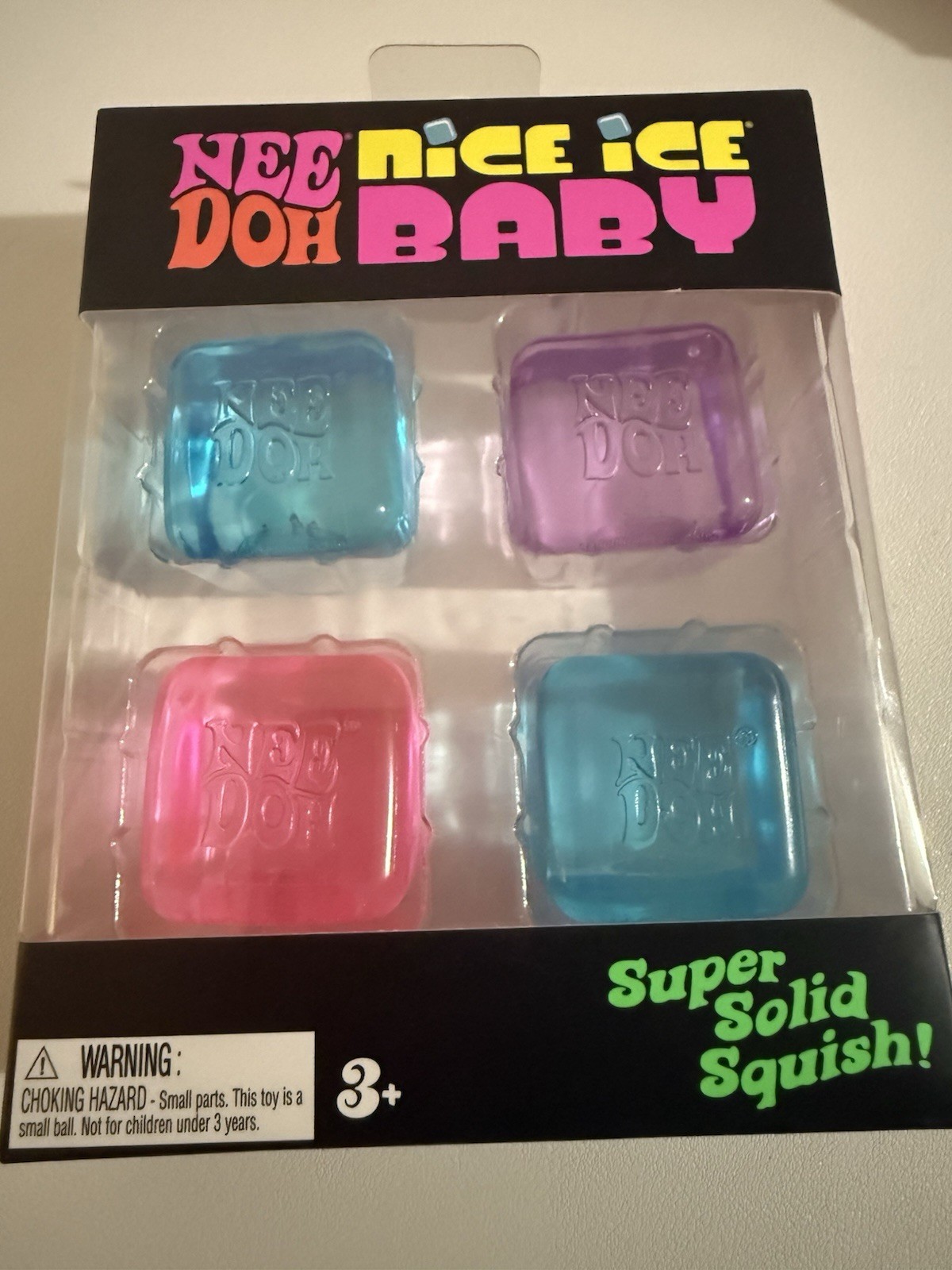 Schylling Nee Doh Nice Ice Baby Super Solid Squish Squeeze Ball 4-Pack