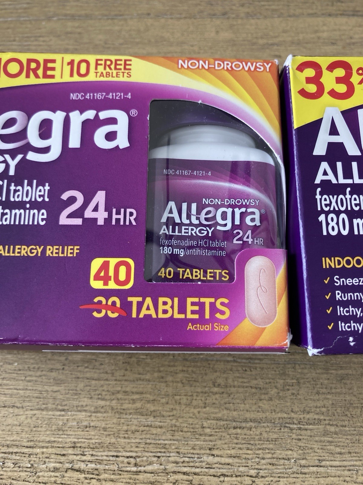 2 Allegra Allergy 24HR Fexofenadine HCL 180 mg /Antihistamine 40 Ct Exp: 10-2025