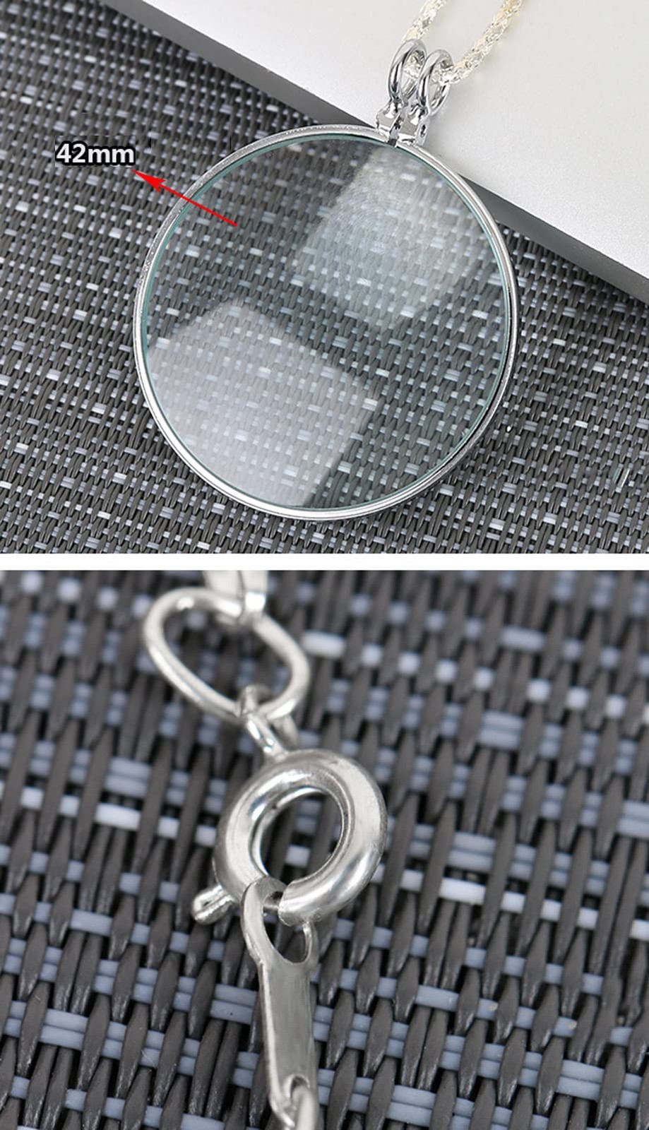 Magnifying Glass Necklace Monocle 5X 1.6in Lens 35.4in Long Chain Gold