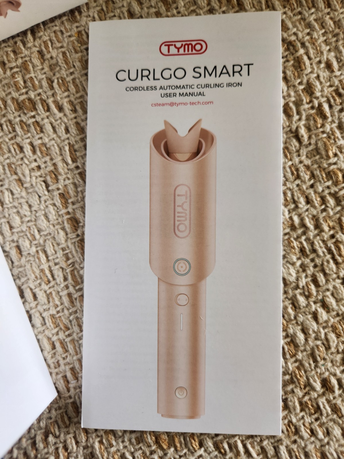 TYMO Curlgo Smart Cordless 1 in Ceramic Curling Iron 410°F 3 Settings Gold Blush