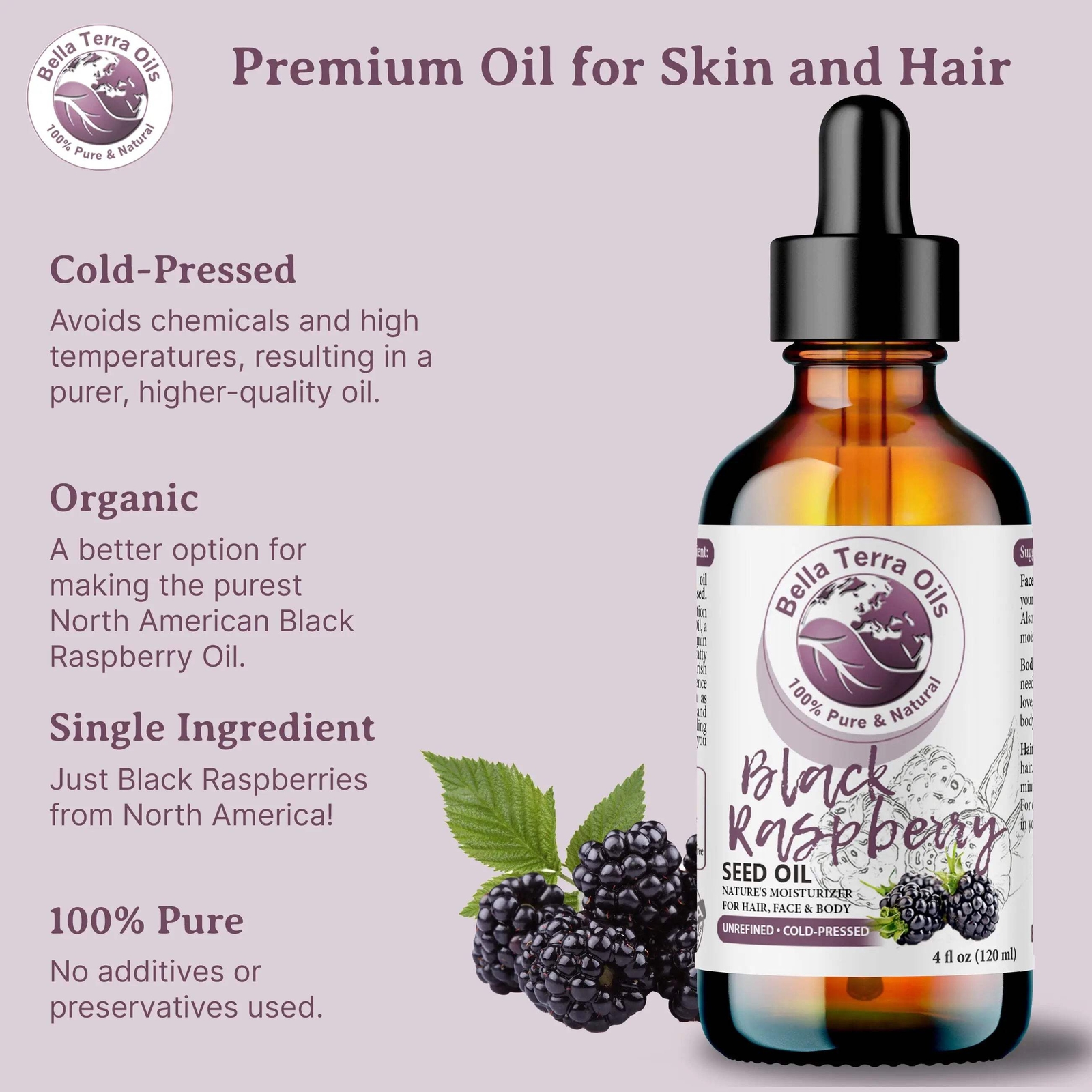 Black Raspberry Seed Oil: Cold-Pressed, Pure, For Skin and Hair Nourishment