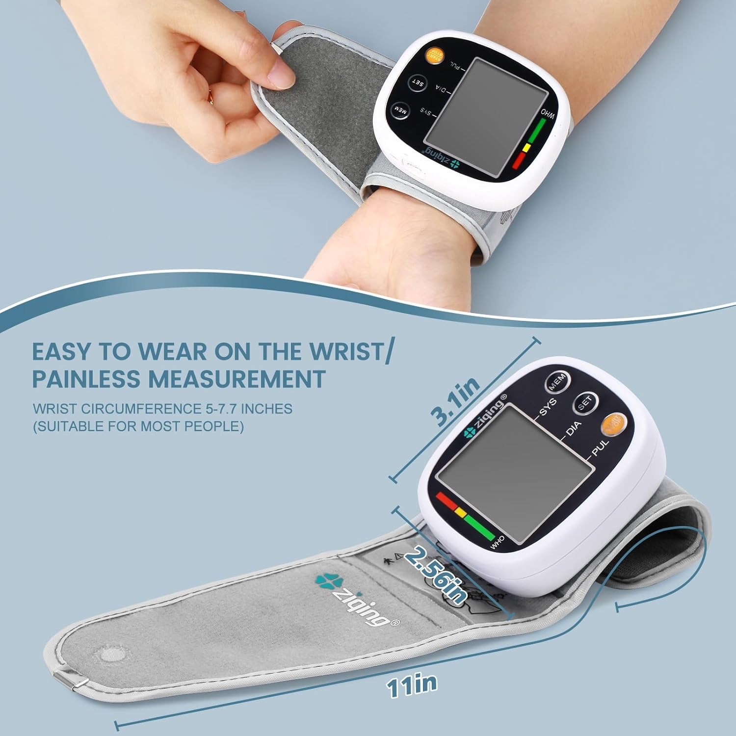 Wrist Blood Pressure Monitor Rechargeable Voice LCD 2×99 Memory Free Ship