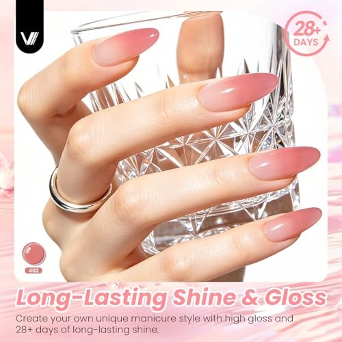 24Pcs Jelly Gel Nail Polish Set -Soft Milky White Nude Pink Red Brown Jelly