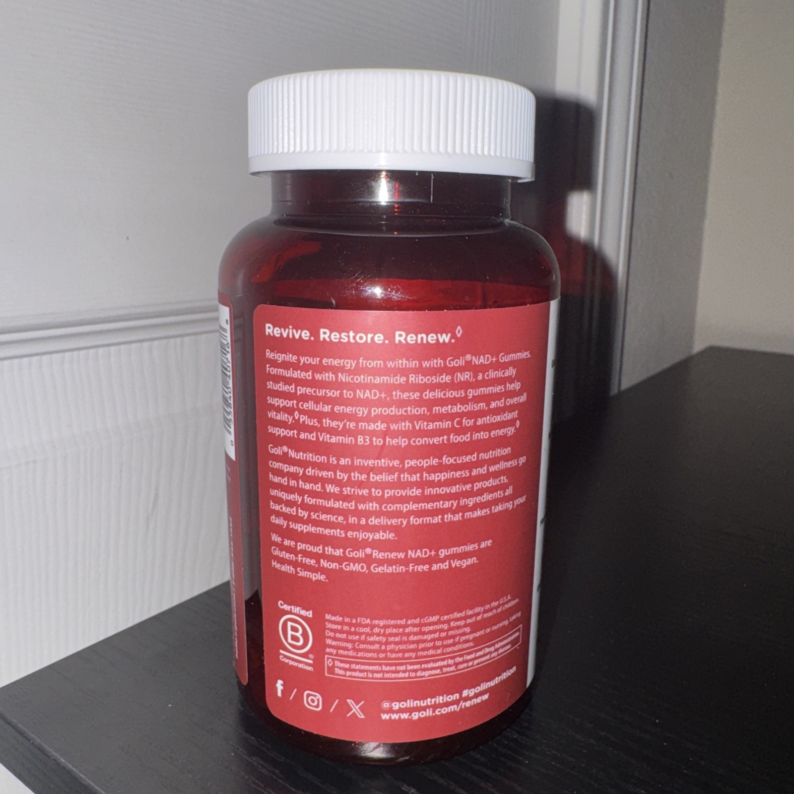 Goli NAD+ Renew Gummies 60 Count Vegan Dietary Supplement -New Sealed