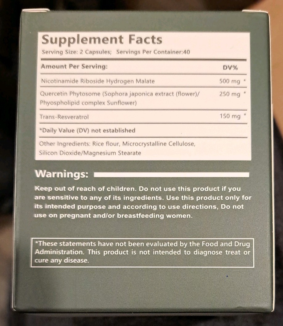 Liposomal Nicotinamide Riboside Resveratrol 900MG 80 Capsules EXP 25/9/2027