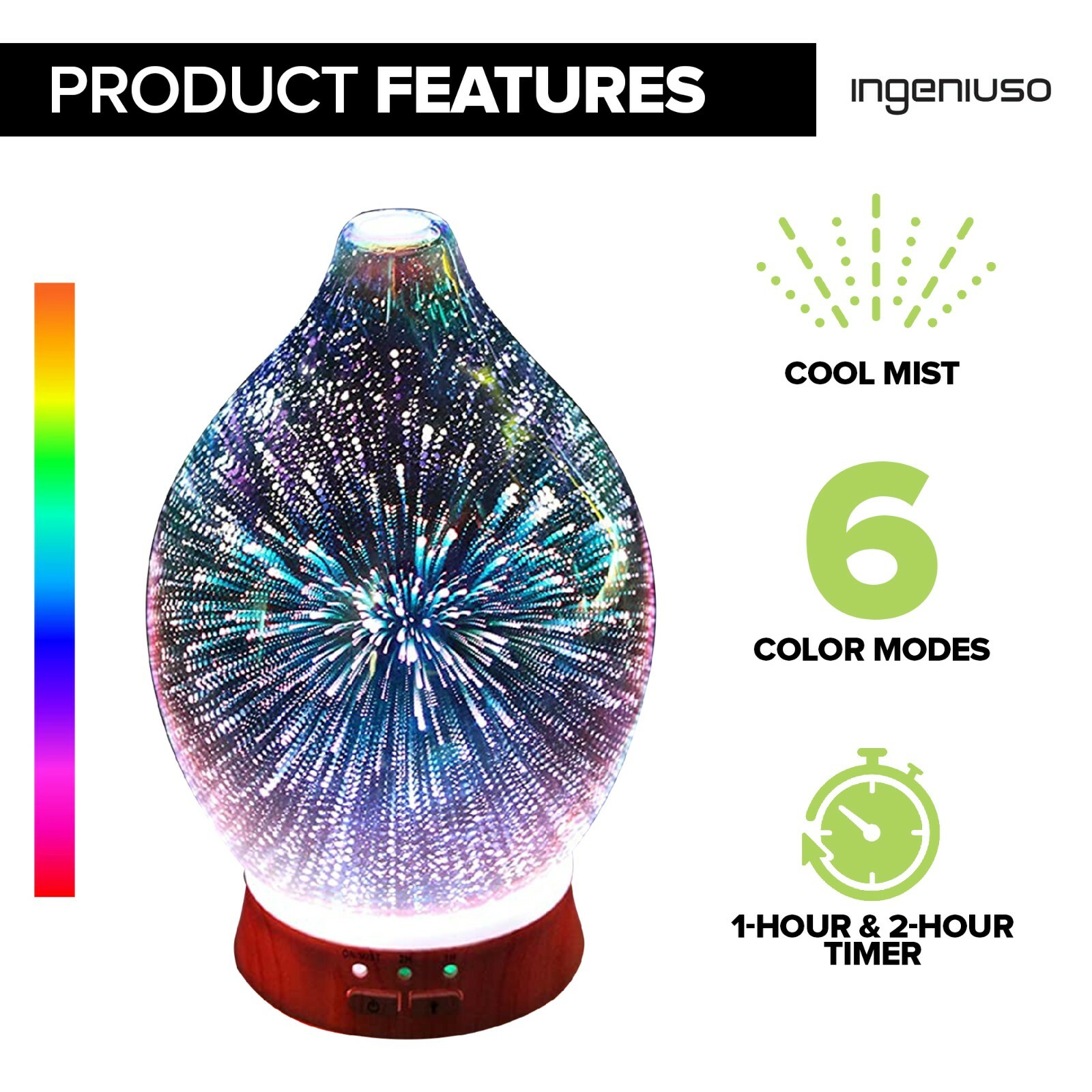 Ultrasonic 3D Firework Fish Kiss Aroma Diffuser with 6 Essential Oils Ingeniuso