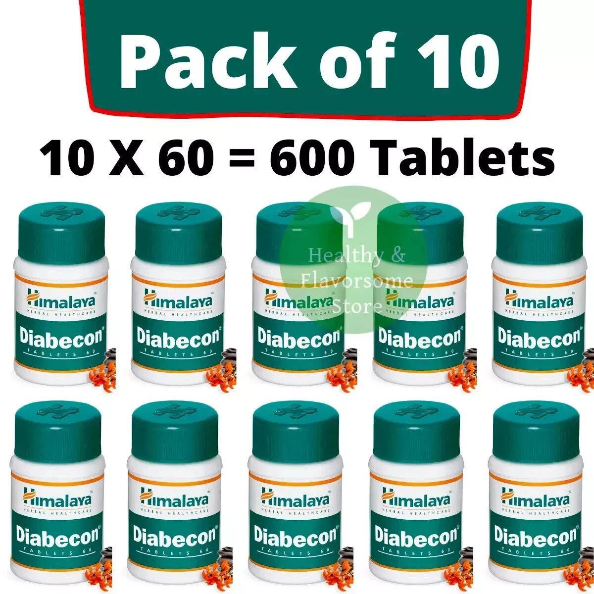 10 x Himalaya Diabecon 600 Tabs Maintains Blood Sugar Level Exp March 2028