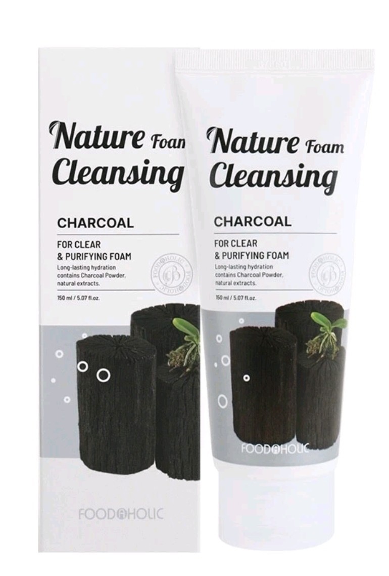 2X – FOODAHOLIC Nature Foam Cleansing Charcoal FACE Cleanser, 5.07fl.oz