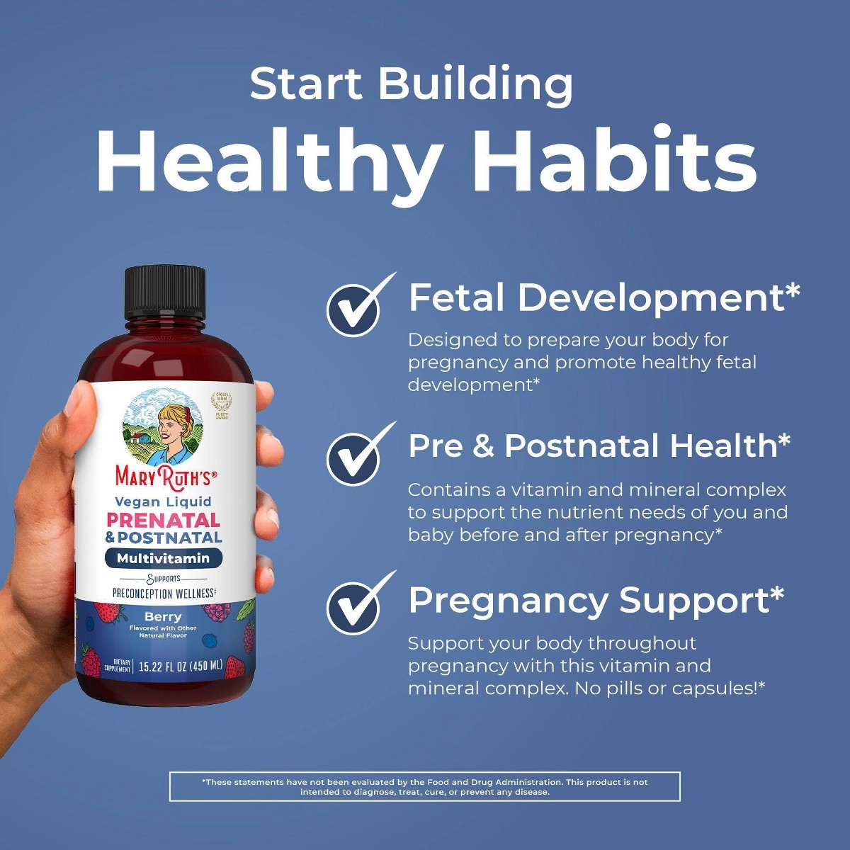 MaryRuth’s Prenatal & Postnatal Liquid Multivitamin – Berry – 15.2 fl oz: Biotin