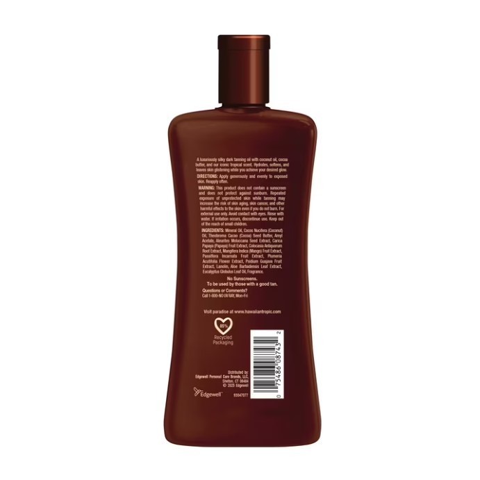 Hawaiian Tropic Dark Tanning Oil 8 oz Classic Coconut Fragrance Sun Glow