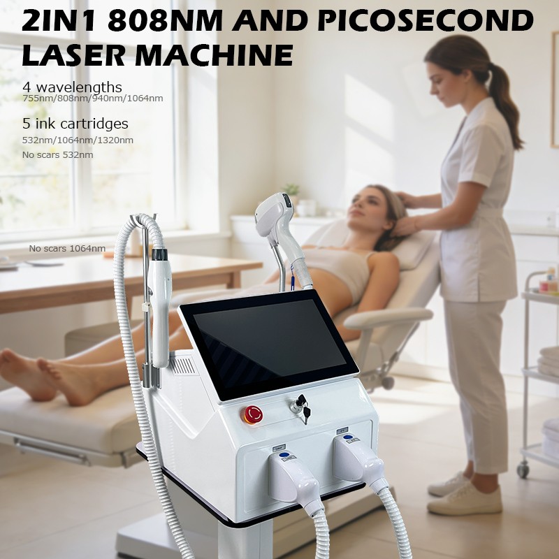 2in1 Diode Laser Hair Removal Pico Tattoo Removal Machine 4 Wavelength Permanent
