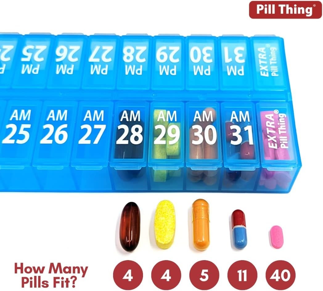 31 Day Twice-a-Day Monthly Pill Box Planner Set – AM & PM Medication Organizer