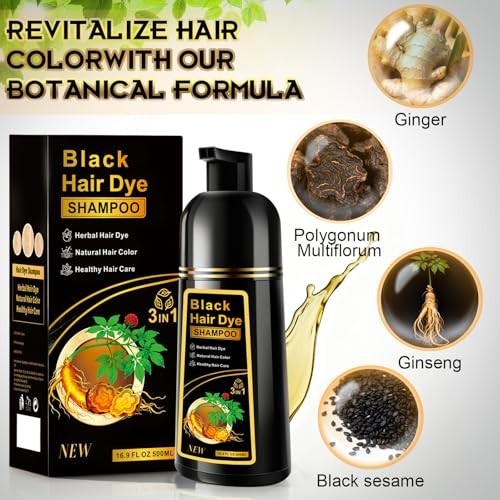 Shampoo Para Cubrir Canas Cabello negro Hierbas Naturales Brillo Y Crecimi