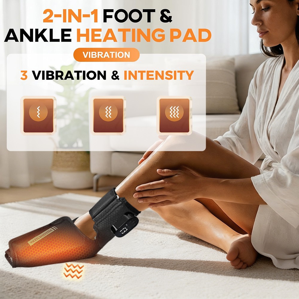 Foot and Ankle Massager with Heat Vibration Air Compression ,Muscle Relaxation