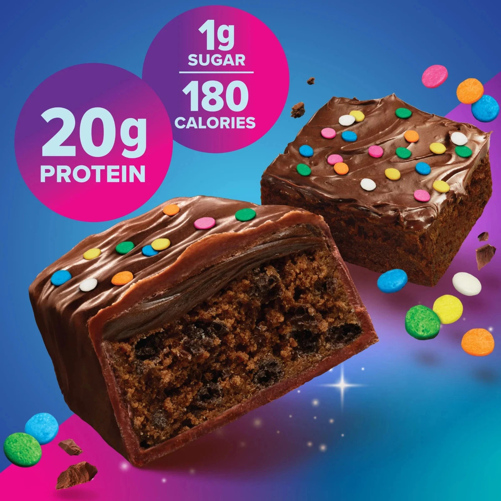 Pure Protein Bars, Galactic Brownie, 20g Protein, Gluten Free, 1.76 oz, 4 Ct..