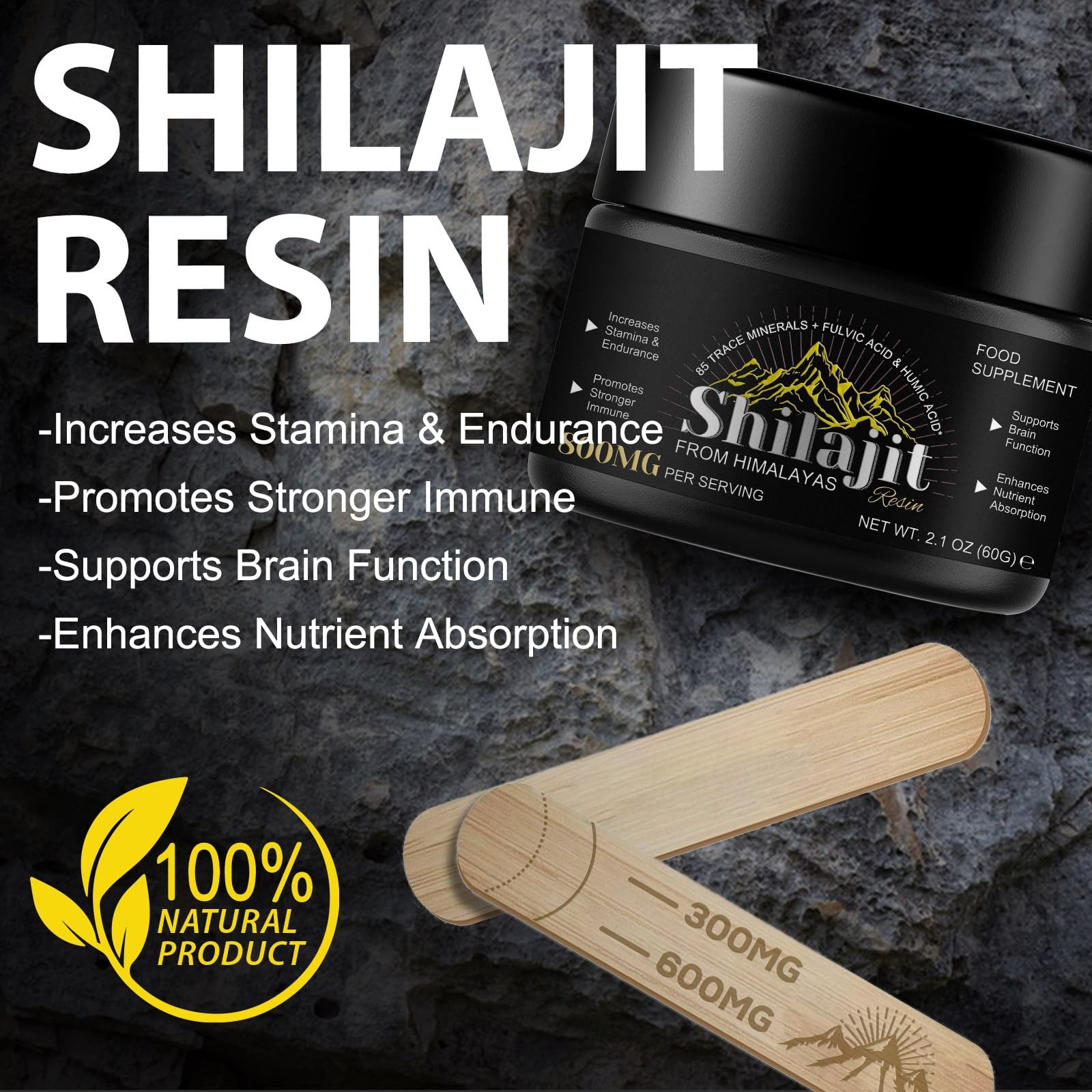 Shilajit Pure Himalayan Organic Resin – 800MG 2.1 Fl Oz (Pack of 1)
