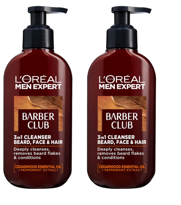 2x Loreal Men Expert Barber Club Beard Face & Hair Wash 200ml