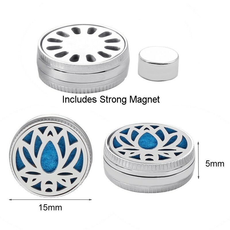 Facemask Essential Oil Diffuser Clip Aromatheropy Magnetic Locket + 6 Pads