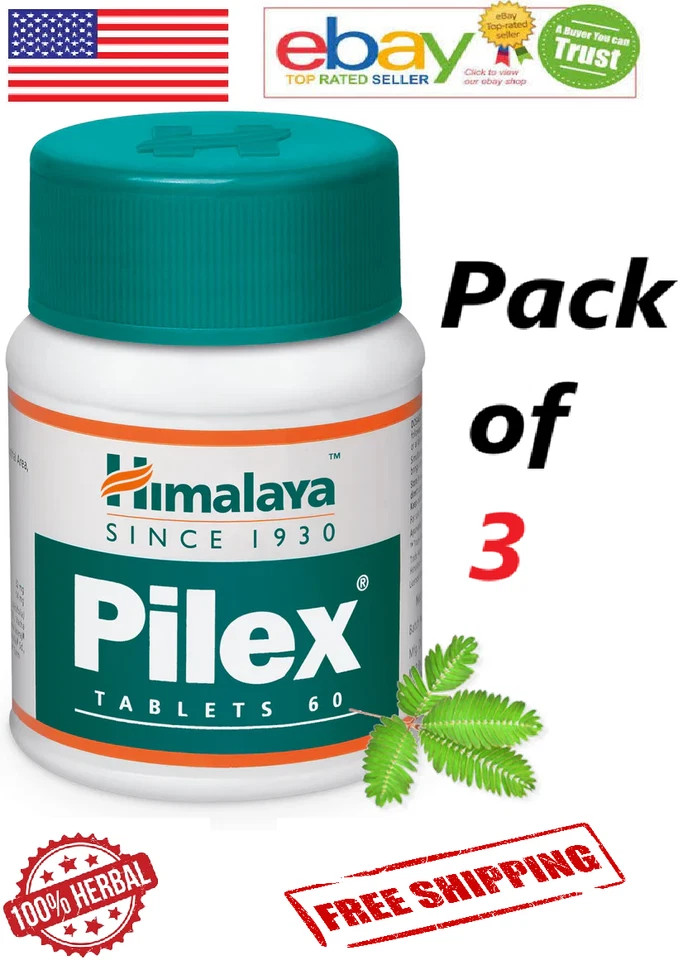Himalaya PILEX Natural For Piles Care Long Expiry 60 Tablets Each – Pack of 3