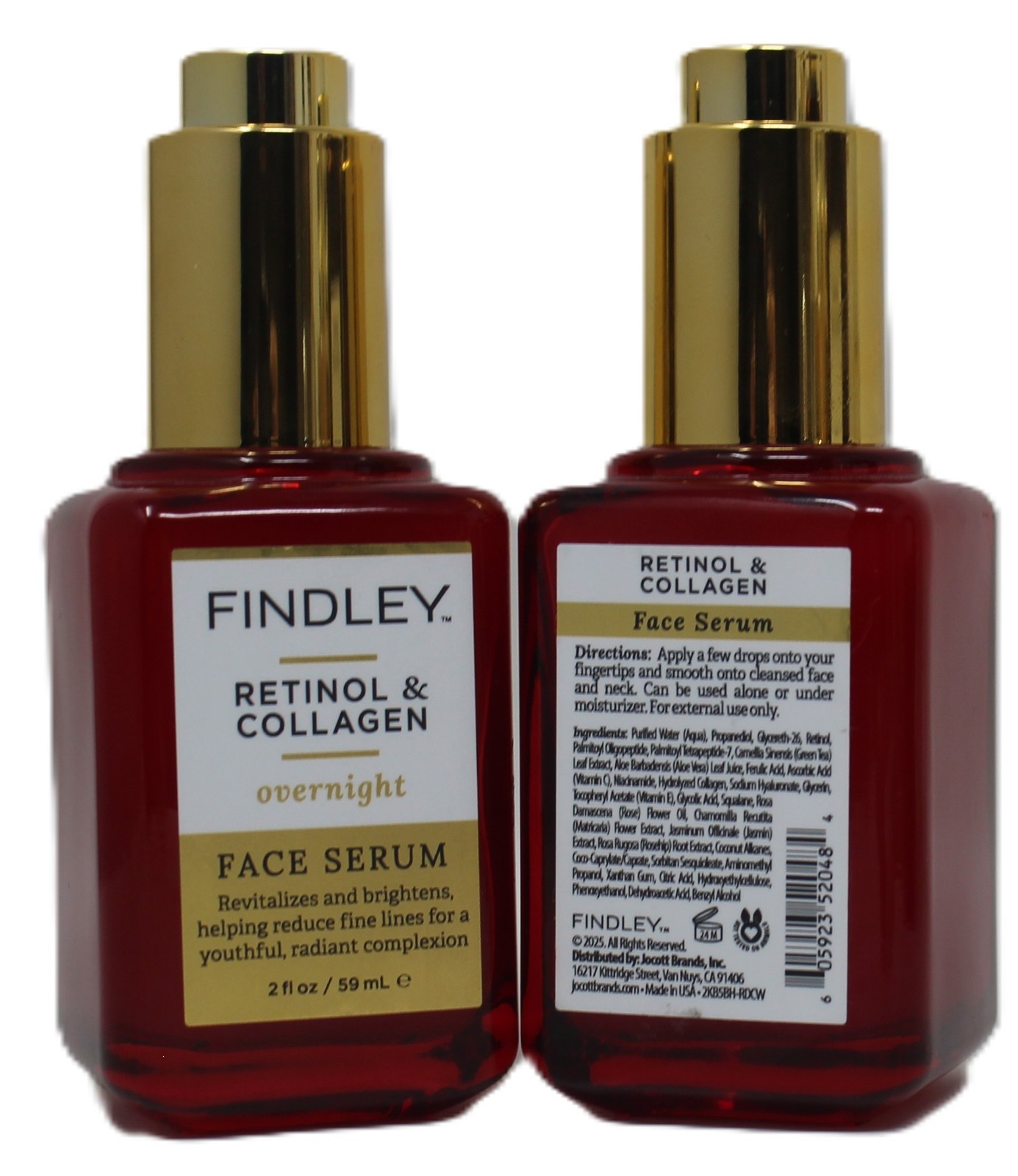 x2 Findley Retinol & Collagen Overnight Face Serum Animal Cruelty Free 2 oz New
