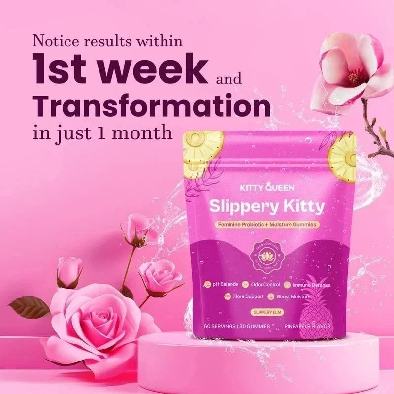 NEW Kitty Queen Slippery Kitty – Feminine Probiotic + Moisture Gummies-FREE SHIP