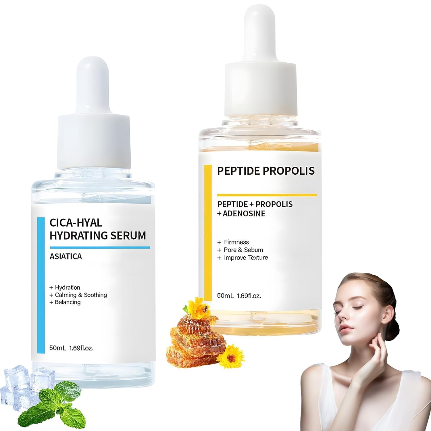 2PCS Hydration & Wrinkle Renewal Serum, with Peptide Propolis Complex,Reduces…