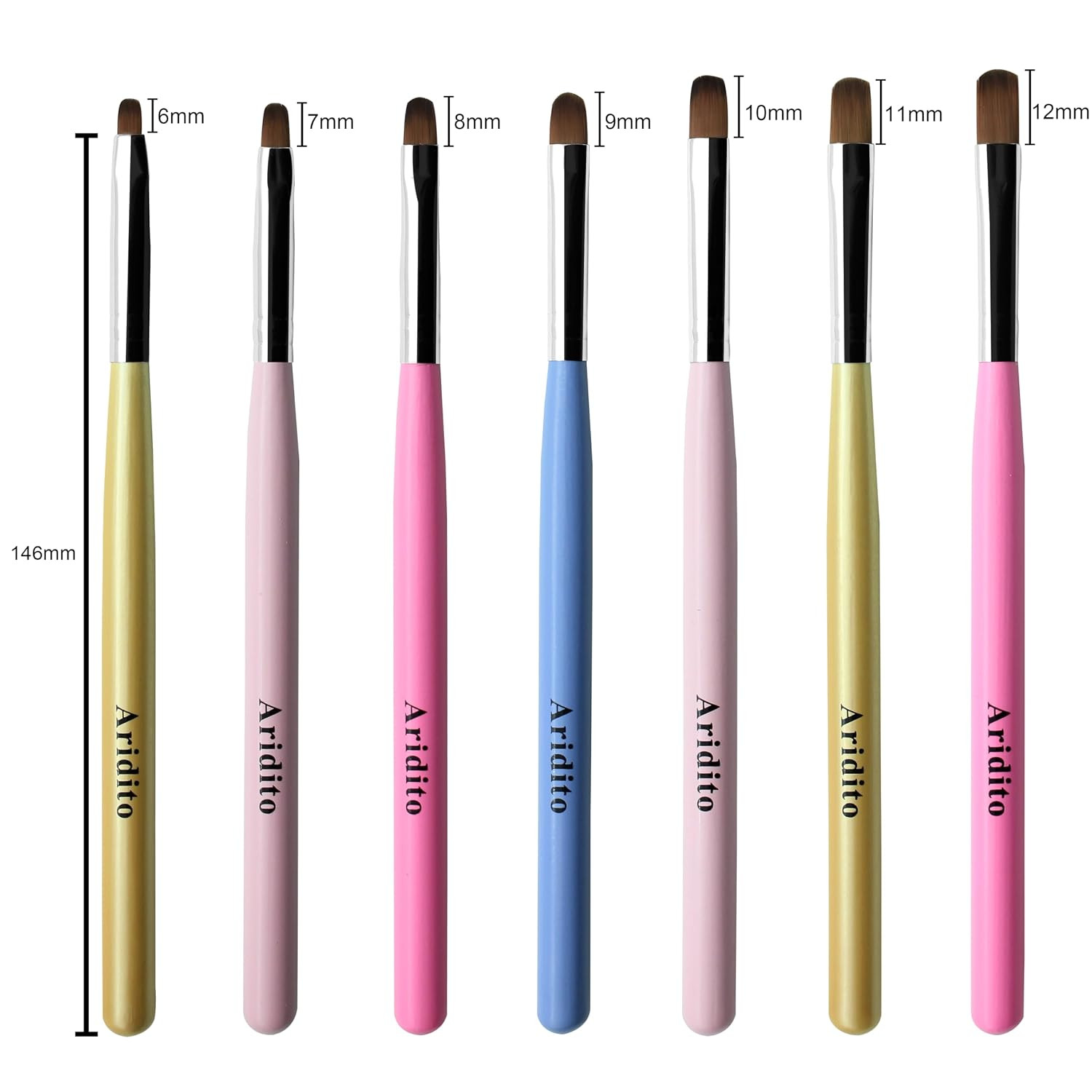 7Pcs Macaron Color UV Gel Nail Brush Set Acrylic Tips Builder Drawing Brush with