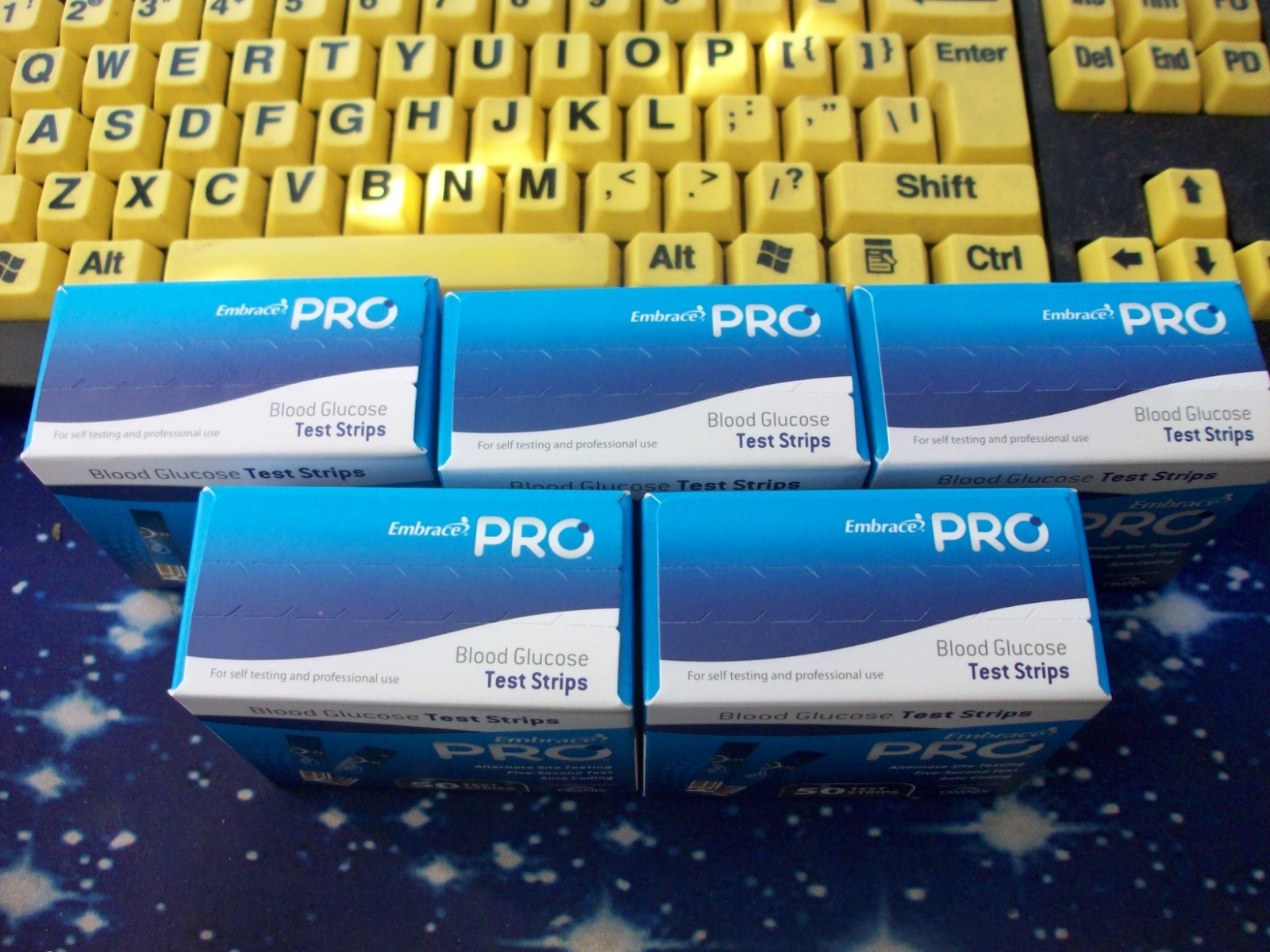 50 EMBRACE PRO GLUCOSE TEST STRIPS, EXP 8-8-2026, GOOD SEALED BOX