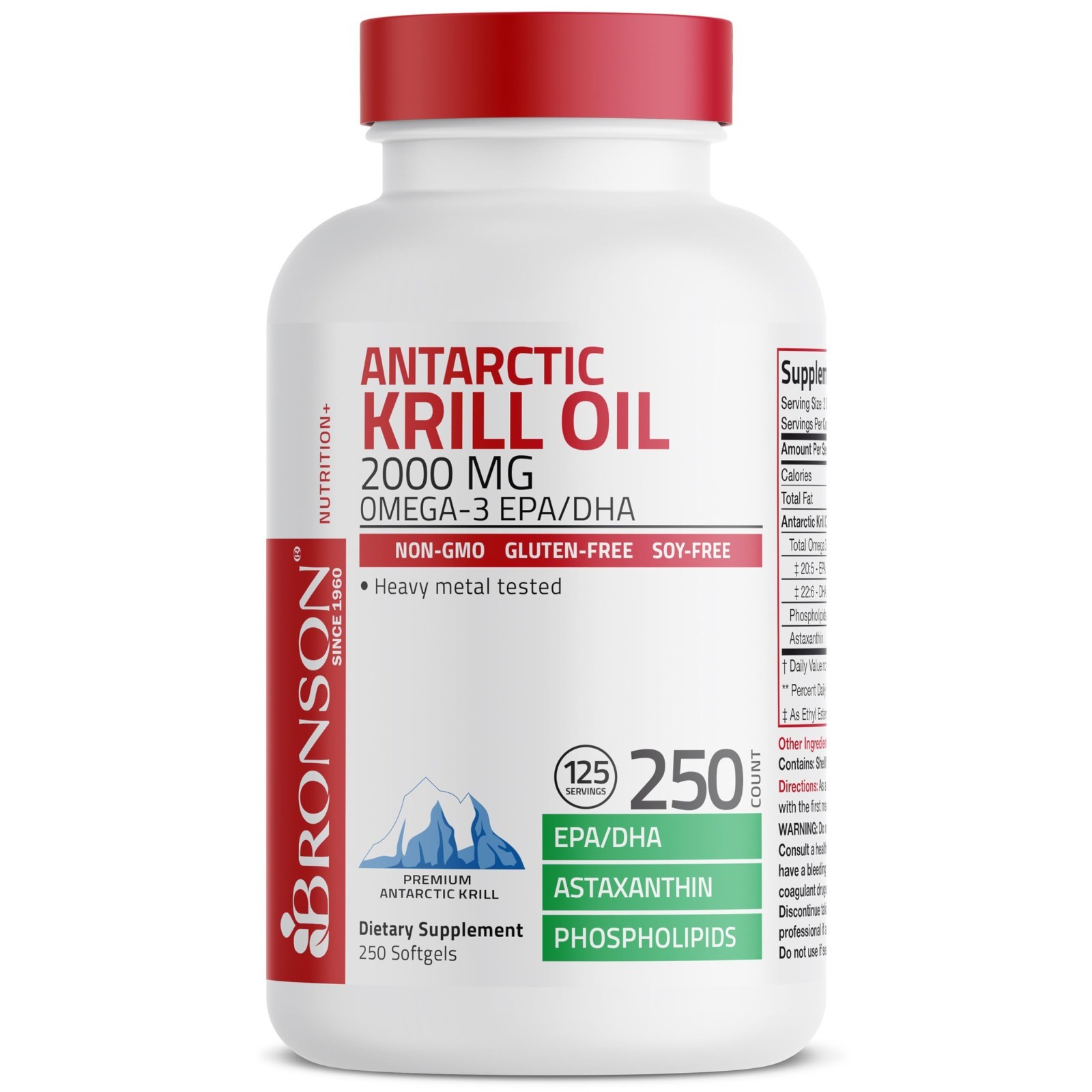 2000mg Antarctic Krill Oil Softgels – Omega-3s EPA DHA, Astaxanthin, Phospholipi