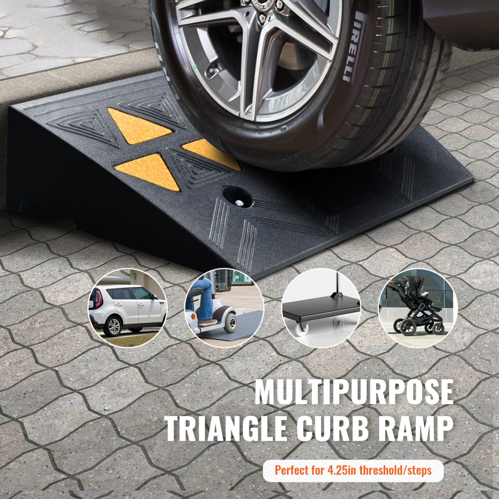 4.25″ 15T Rubber Curb Ramp Driveway Wheelchair Truck Forklift Access Ramp