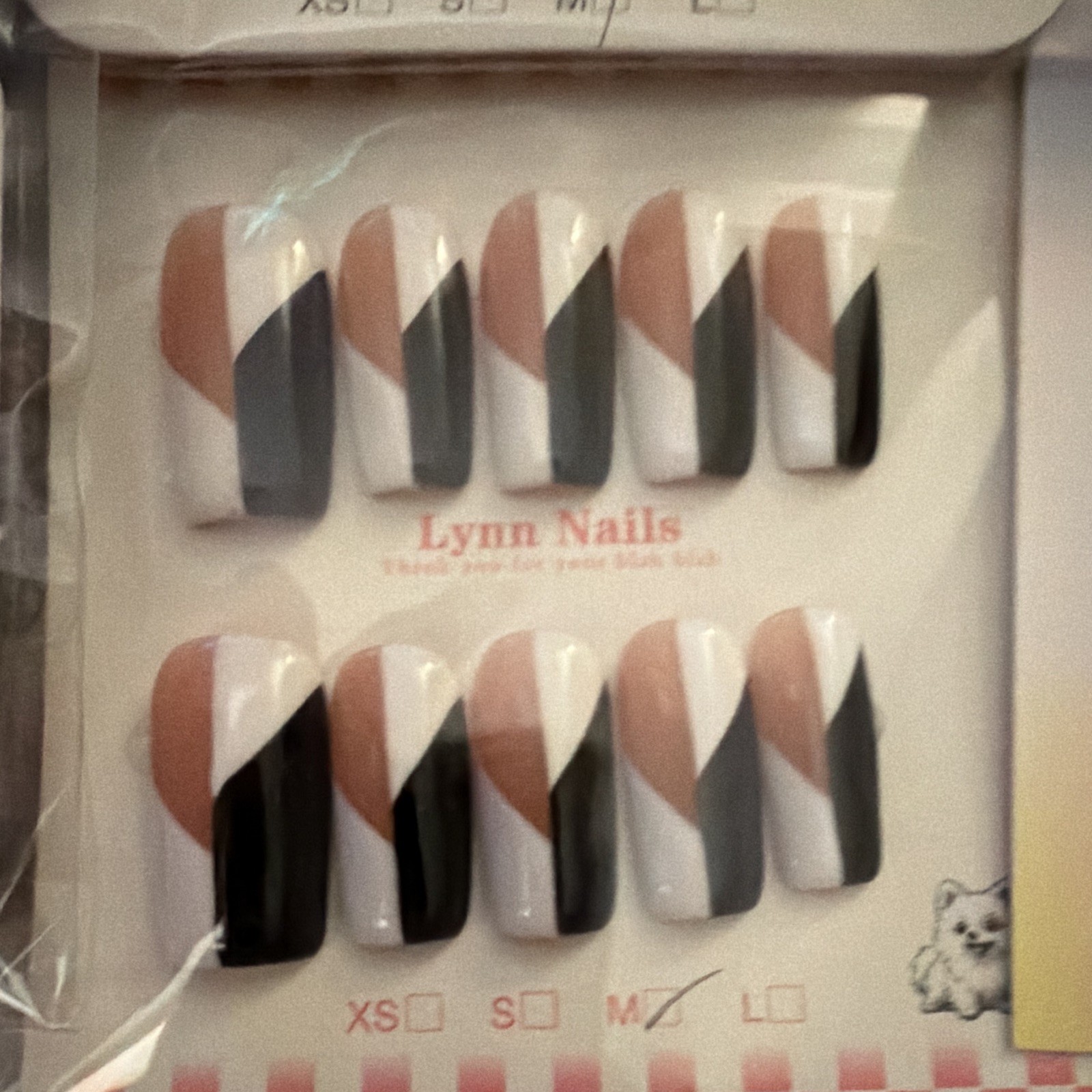 Nail Art Press-On Nails Size Medium Square 3D Floral Multicolor Acrylic