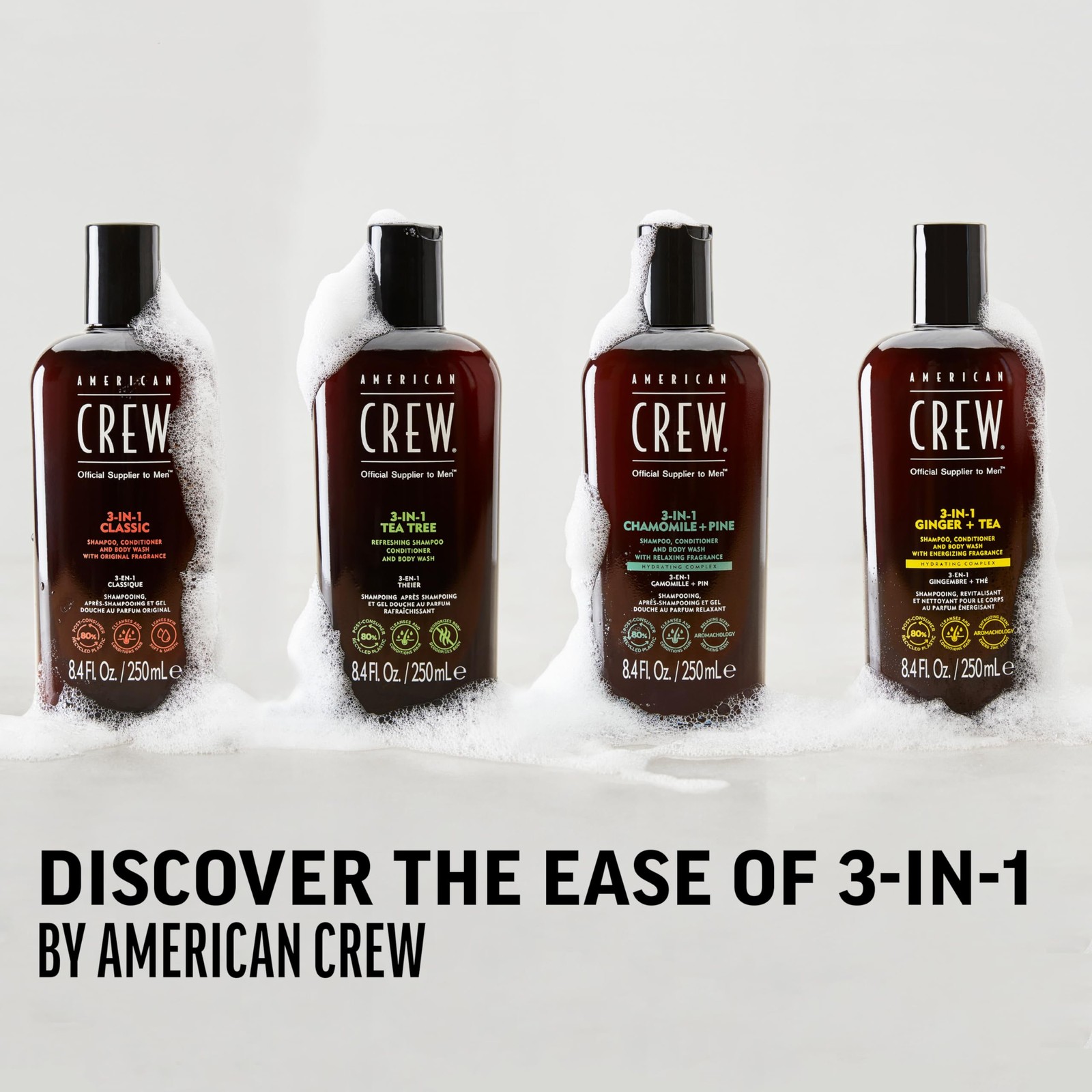 American Crew Shampoo, Conditioner & Body Wash 15.2 Fl Oz (Pack of 1), BLACK