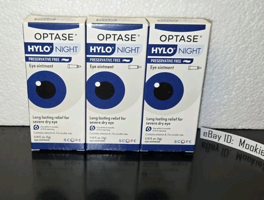 EXP 10/2028! 3 Box Optase HYLO NIGHT Eye Ointment (5g) Preservative Free!