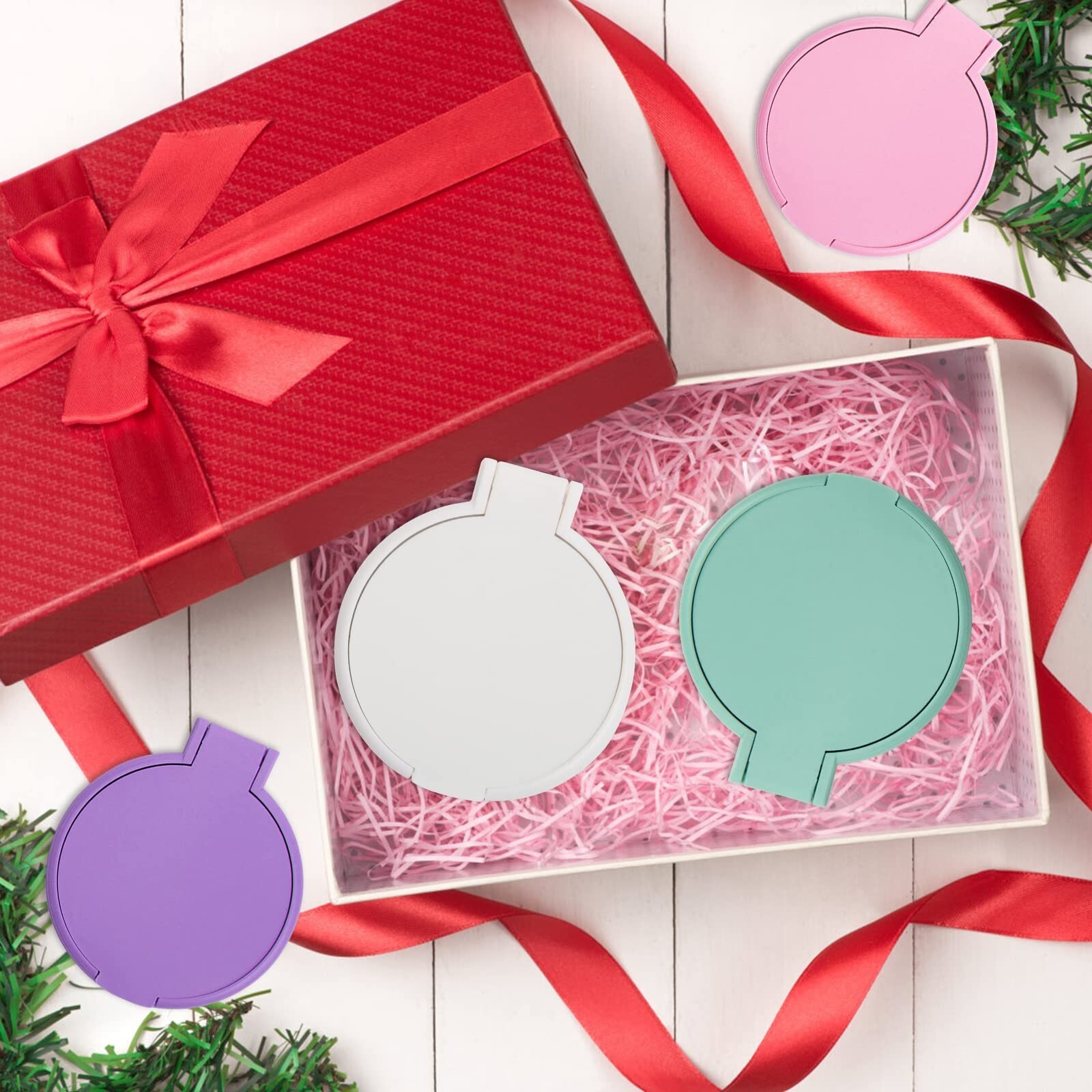 12 Pcs Mini Folding Mirror Round Compact, 2.4 in Small Portable Travel Makeup…